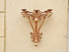 Antigüedades: Aplique antiguo de hierro forjado 63 cm alto. Gran aplique de forja.